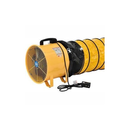 8 Portable Ventilation Fan With 16' Flexible Duct, 570 CFM, 1/8 HP
